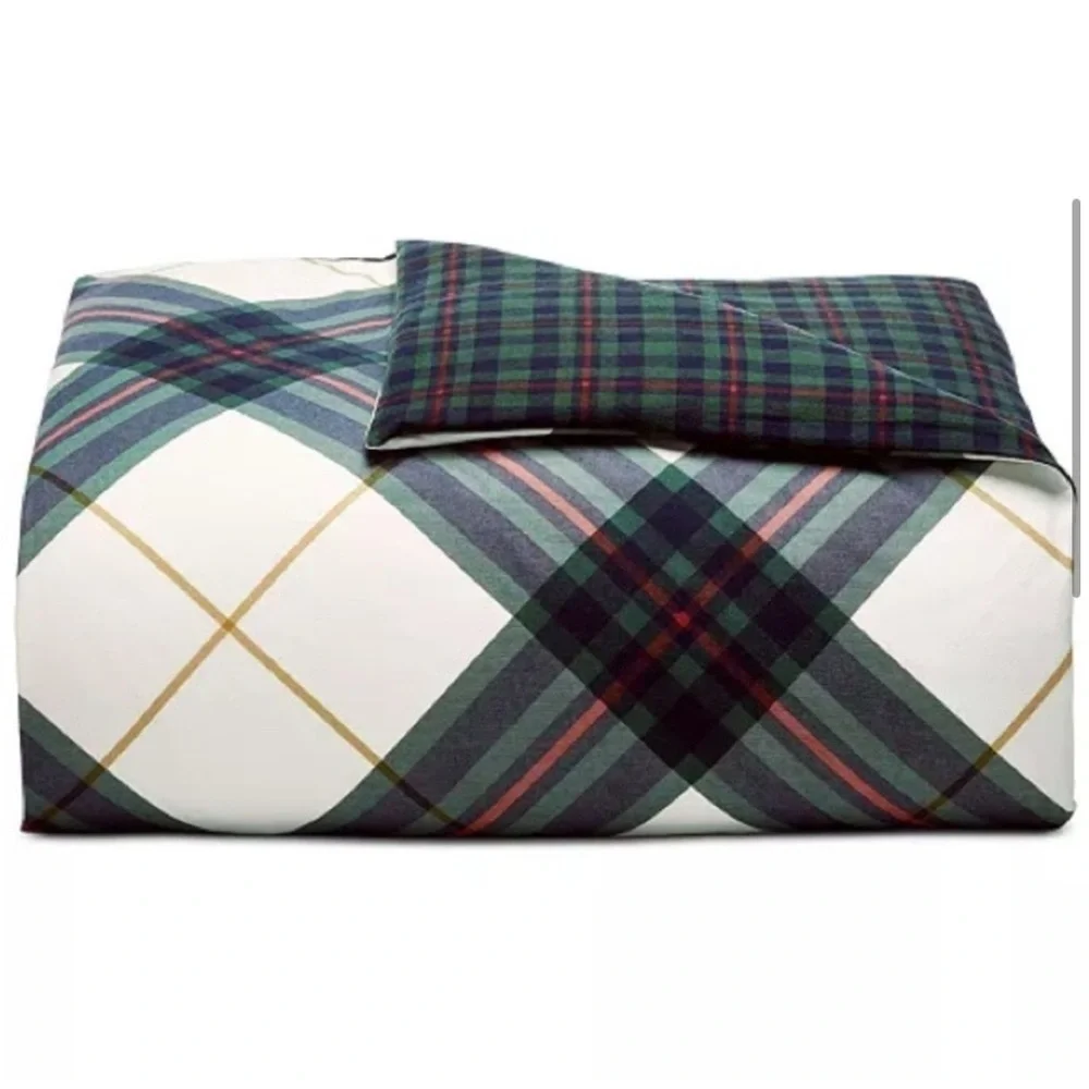 Martha Stewart Winter Lodge 100% Cotton Plaid Flannel Duvet Cover Twin Size NWT!